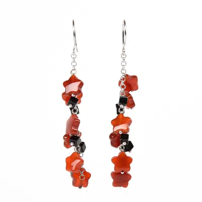 Addicted2 Women's Black / Silver / Red Nox Earrings With Natural Stones In Multi