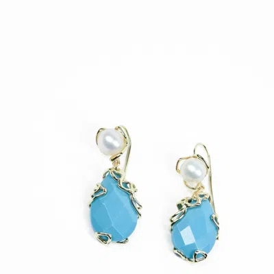 Addicted2 Women's Blue / Gold / White Selene Dangle Earrings In Multi