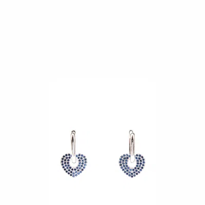 Addicted2 Women's Blue / Silver Danae Stud Silver Earrings With Blue Heart In Multi