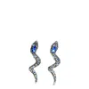 Addicted2 Women's Blue / Silver Moire Serpent Shaped Earrings With Blue Crystals In Blue