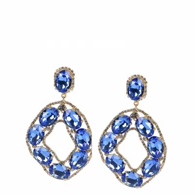 Addicted2 Women's Gold / Blue Vega Dangle Earrings With Blue Crystals Plated In Gold In Multi