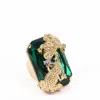 Addicted2 Women's Gold / Green Ines Ring With Emerald Crystal &  Frog Motifs In Multi