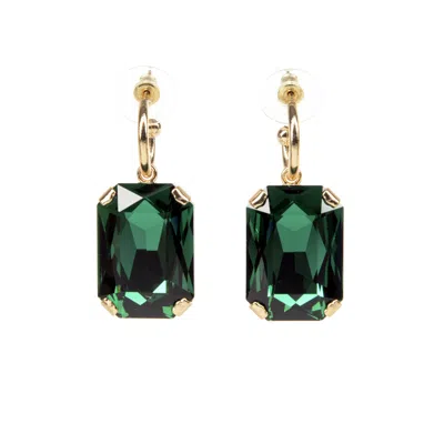 Addicted2 Women's Gold / Green Noemi Gold Plated Earrings With Emerald Crystal In Multi
