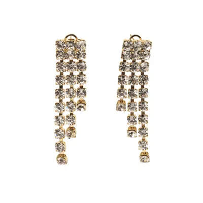 Addicted2 Women's Gold / Neutrals Asteria Earrings With Strands Of Rhinestones
