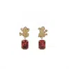 Addicted2 Women's Gold / Red Armonia Chadelier Earrings Gold Plated With Ruby Crystal In Multi