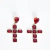 Addicted2 Women's Gold / Red Diana Gold Plated Crystal Cross Red Earrings In Multi