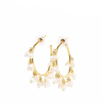 Addicted2 Women's Gold / White Anuket Hoop Earrings In Multi