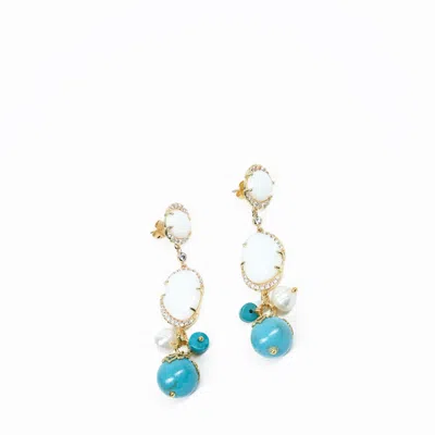 Addicted2 Women's Gold / White / Blue Demetra Earrings With Pearl In Purple