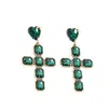 Addicted2 Women's Green / Gold Diana Earrings Cross Crystals Emerald In Multi