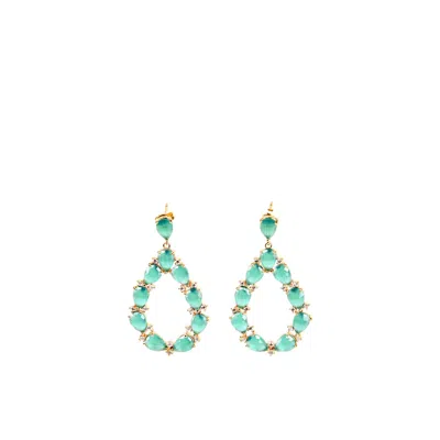 Addicted2 Women's Green / Gold Tacita Green Dangle Earrings In Purple