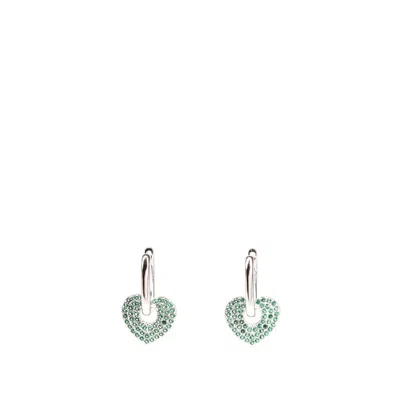 Addicted2 Women's Green / Silver Danae Heart Earrings Green In Multi