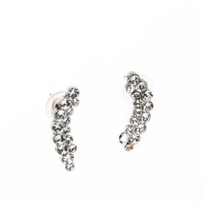 Addicted2 Women's Neutrals / Silver Adara Ear Cuff Earrings With Swarovski Crystals