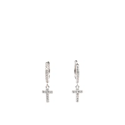 Addicted2 Women's Neutrals / Silver Mut Silver Cross Stud Earrings In Metallic