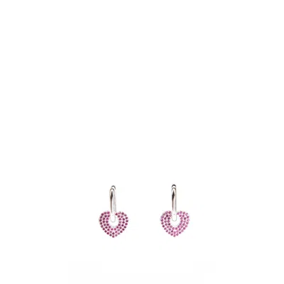 Addicted2 Women's Pink / Silver Danae Stud Earrings With Pink Heart In Neutral