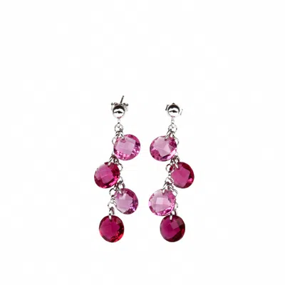 Addicted2 Women's Pink / Silver Venere Silver Earrings With Cz Coin Crystals