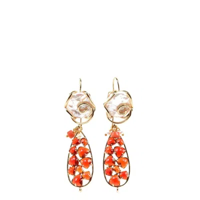 Addicted2 Women's Red / White / Gold Iuventas Red Color Earrings In Gray