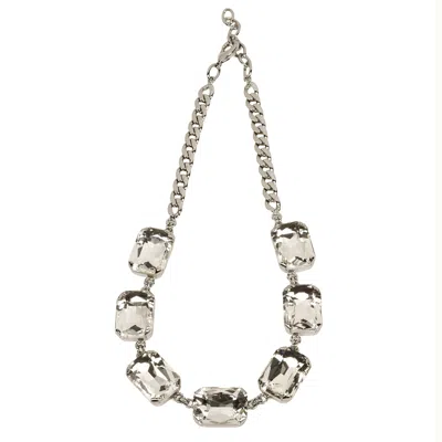 Addicted2 Women's Silver / Neutrals Pax Silver Plated Necklace With Crystals