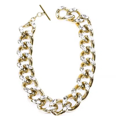 Addicted2 Women's Uni Necklace Gold Plated Chain With Crystals Swarovski