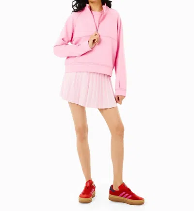 Addison Bay Active Pique Clubhouse Skorts In Super White Bubblegum Stripe In Pink