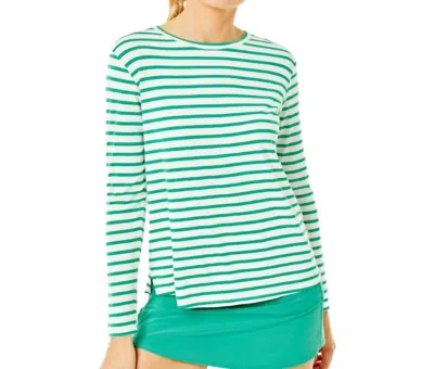 Addison Bay Everyday Long Sleeve In White Palm/palm Stripes In Multi