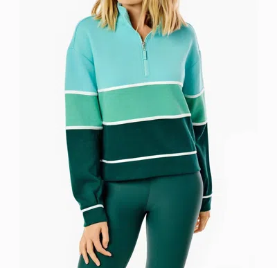 Addison Bay Junior Varsity Quarter Zip Sweatshirt In Mint Sage Ivy In Multi