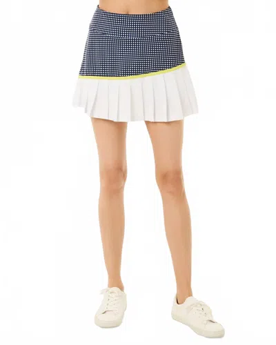 Addison Bay Mixed Smooth Sport 15in Rally Skort In Navy/chartreuse In Multi