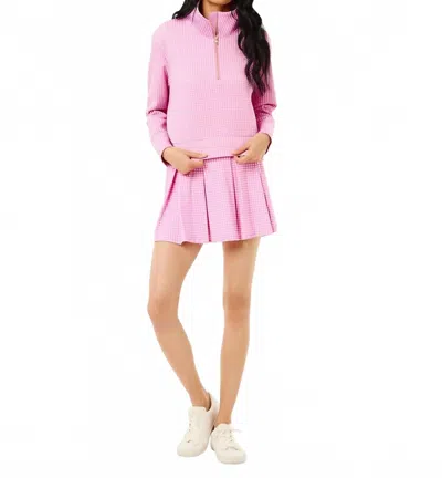 Addison Bay Polished Double Knit Everyother Day Quarter Zip Sweatshirt In Orchid Gingham In Pink