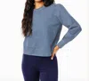 Addison Bay Ponte Beta Bow Pullover Sweatshirt In Navy Gingham In Blue