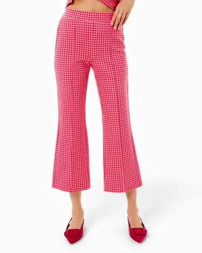 Addison Bay Ponte Waverly Pants In Rose Check In Multi