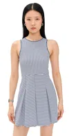 Addison Bay Pleated Racquet Dress In Super White/navy Stripe