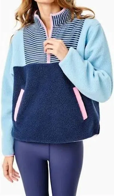 Addison Bay Reed Sherpa In Baby Blue/navy Stripe In Multi
