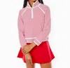 Addison Bay Scuba Light Bainbridge Quarter Zip Sweatshirt In Poppy Red/white Stripe In Multi
