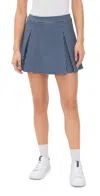 Addison Bay Virginian Pleated Skirt Navy Gingham In Blue