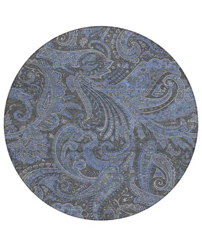 Addison Chantille Acn654 8'x8' Round Area Rug In Charcoal