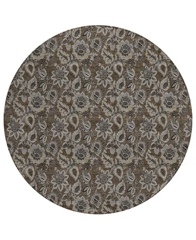 Addison Chantille Acn661 8'x8' Round Area Rug In Chocolate