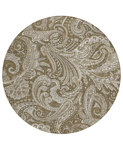 Addison Chantille Acn654 8'x8' Round Area Rug In Chocolate