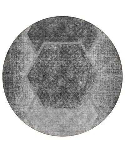 Addison Chantille Acn679 8'x8' Round Area Rug In Gray