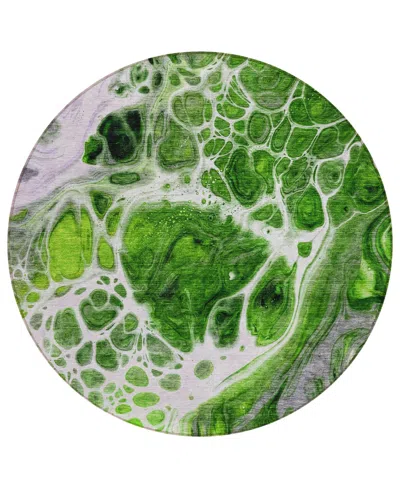 Addison Chantille Acn682 8'x8' Round Area Rug In Lime