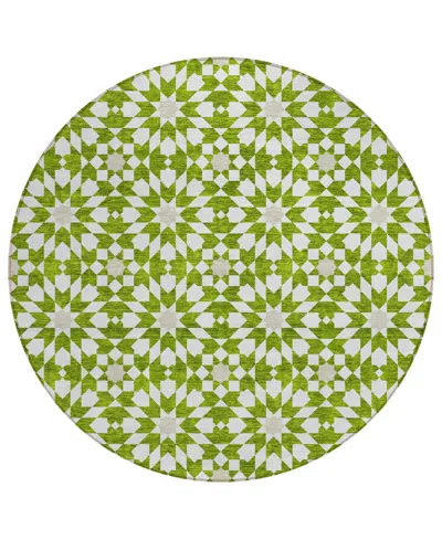 Addison Chantille Acn734 8'x8' Round Area Rug In Lime