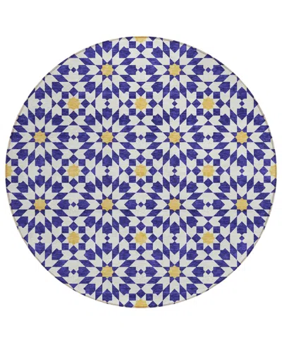Addison Chantille Acn734 8'x8' Round Area Rug In Navy
