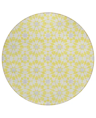 Addison Chantille Acn734 8'x8' Round Area Rug In Yellow