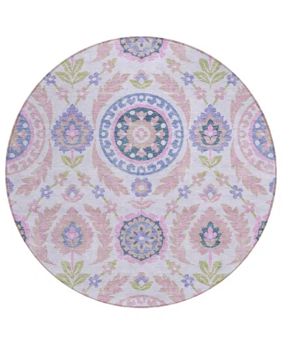 Addison Chantille Acn751 8'x8' Round Area Rug In Rose