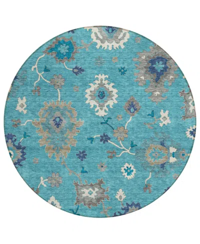 Addison Chantille Acn753 8'x8' Round Area Rug In Teal
