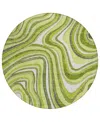 Addison Chantille Acn756 8'x8' Round Area Rug In Lime