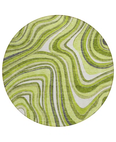 Addison Chantille Acn756 8'x8' Round Area Rug In Lime