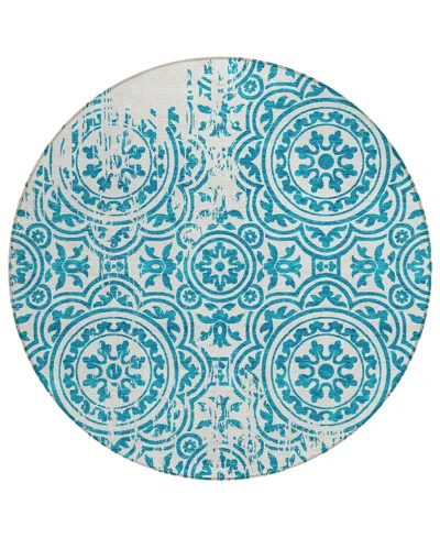 Addison Chantille Acn758 8'x8' Round Area Rug In Teal