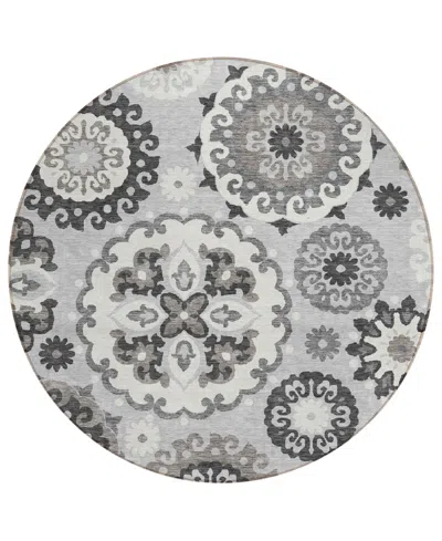 Addison Chantille Acn763 8'x8' Round Area Rug In Silver