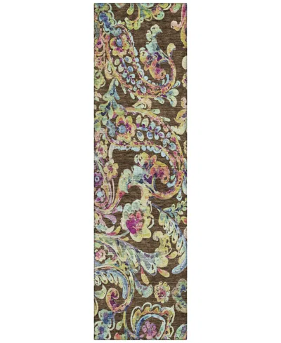 Addison Chantille Machine Washable Acn834 2'3"x7'6" Runner Area Rug In Chocolate