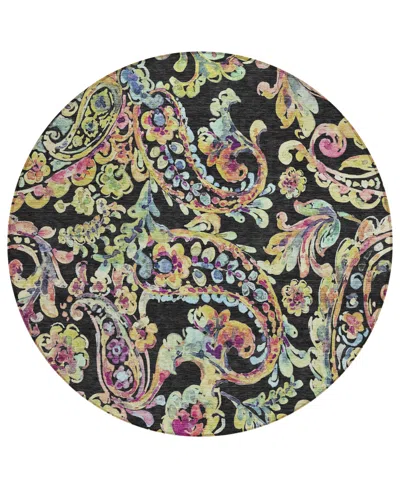 Addison Chantille Acn834 8' Round Area Rug In Black