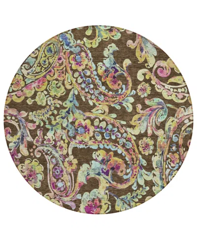 Addison Chantille Acn834 8' Round Area Rug In Chocolate